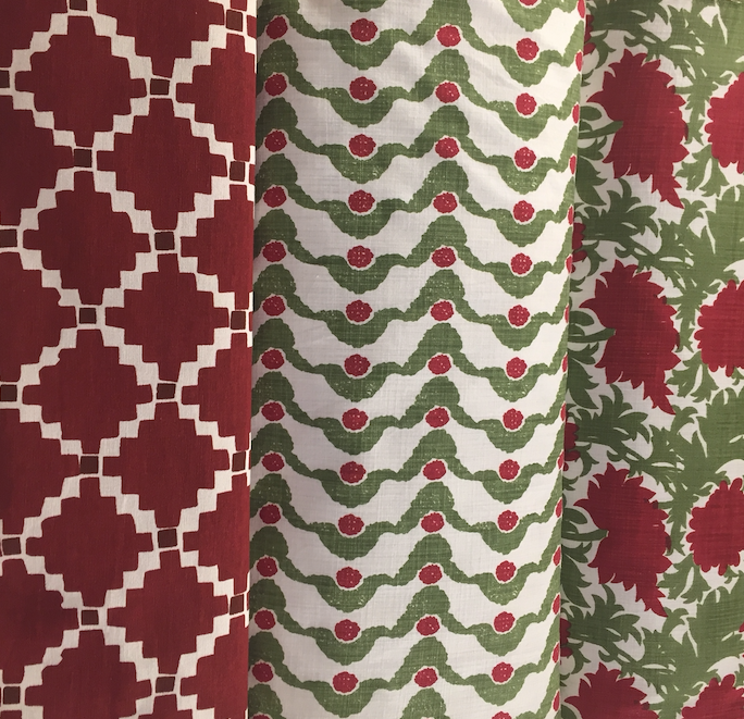 Red and green patterned fabric